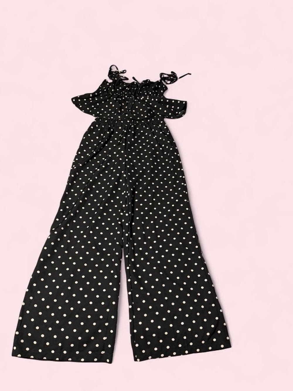 SHEIN Black and White Polka Dot Wide-Leg 2 piece set